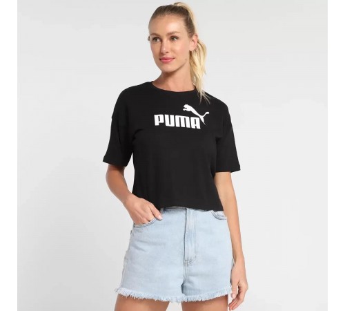 4k Puma 586866-01 wmn Cropped Ess Logo Tee PRETO - black 